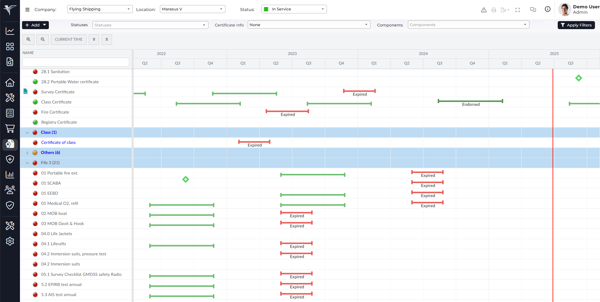 Screenshot of the Certificates module in the Marad platform